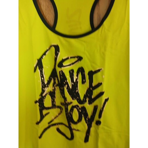 Zumba Dance Instructor Racerback Tank Top Neon Green Black XXL Dance Joy New - Picture 2 of 13